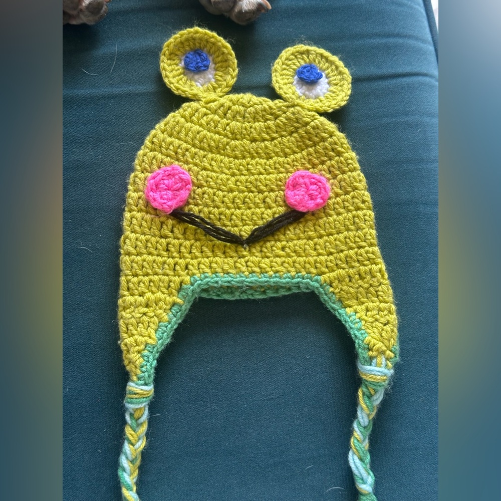Cute Frog Crochet Hat with Earflaps